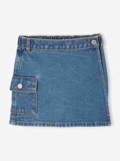 -Falda-short denim con bolsillo cargo para niña