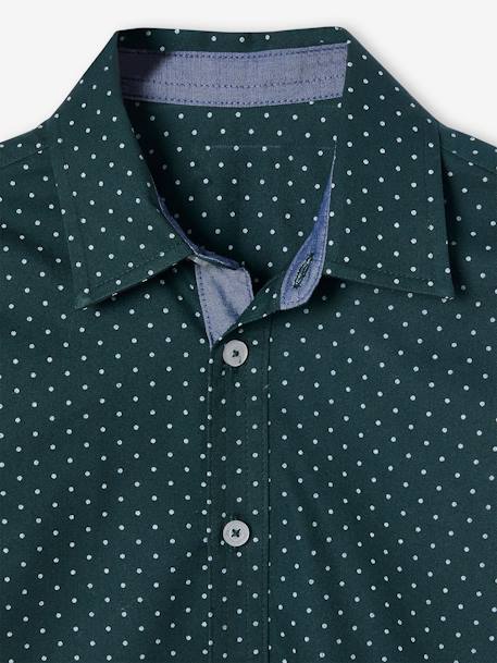 Camisa niño estampada de lunares AZUL CLARO ESTAMPADO+MARRON OSCURO ESTAMPADO+verde pino 