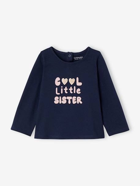 Camiseta 'cool little sister' Basics bebé azul marino 