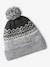 Conjunto de gorro + snood + guantes o manoplas jacquard gris jaspeado 