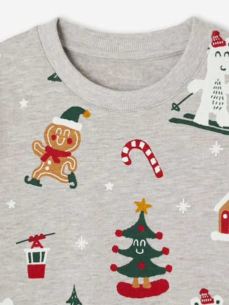 Sudadera de Navidad con estampado divertido para niño gris jaspeado 