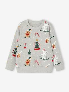 Niño-Jerséis, chaquetas de punto, sudaderas-Sudaderas-Sudadera de Navidad con estampado divertido para niño