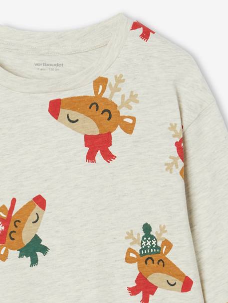 Camiseta de Navidad con divertido motivo de renos para niño blanco jaspeado 