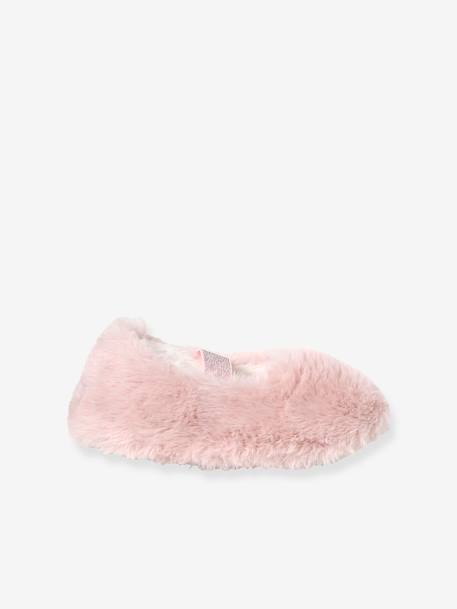 Zapatillas de casa bailarinas estilo peluche elásticas para niña rosa 