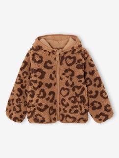 Niña-Abrigos y chaquetas-Chaquetas y chalecos-Chaqueta con capucha de sherpa estampado leopardo para niña