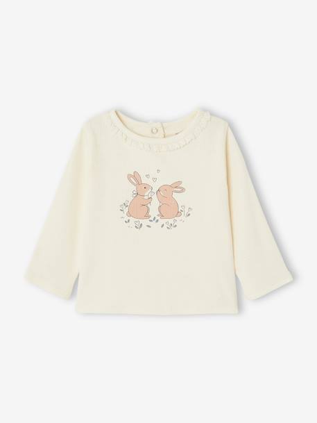 Bebé-Camisetas-Camiseta "conejitos" de canalé con cuello fantasía para recién nacido