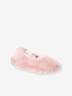 Calzado-Zapatillas de casa bailarinas estilo peluche elásticas para niña