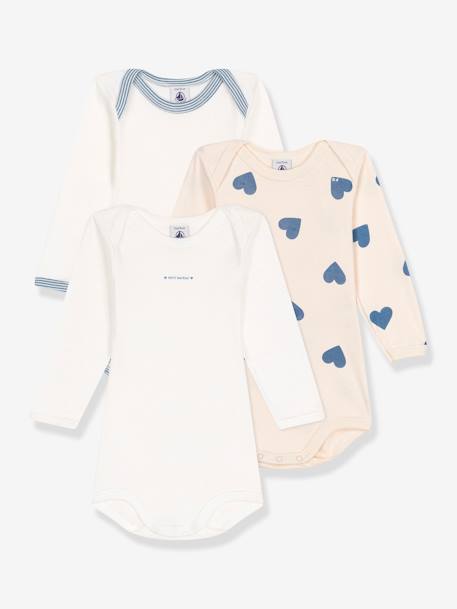 Pack de 3 bodies Petit Bateau azul grisáceo 