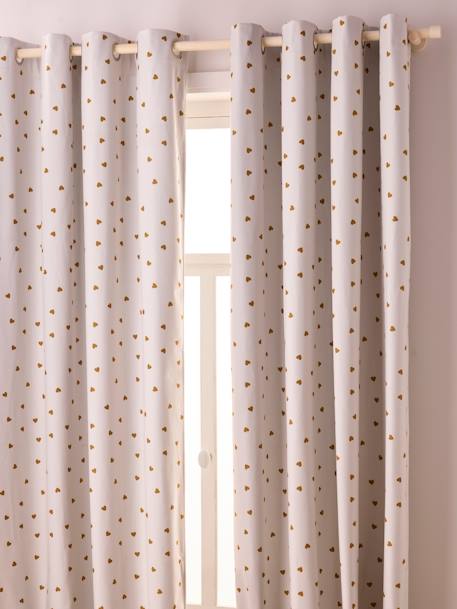 Pack de 2 cortinas con ojales opacas estampado corazones beige estampado 