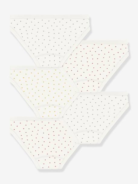 Pack de 5 braguitas corazoncitos PETIT BATEAU blanco estampado 