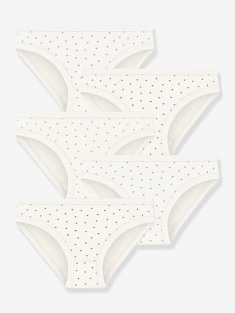 Pack de 5 braguitas corazoncitos PETIT BATEAU blanco estampado 