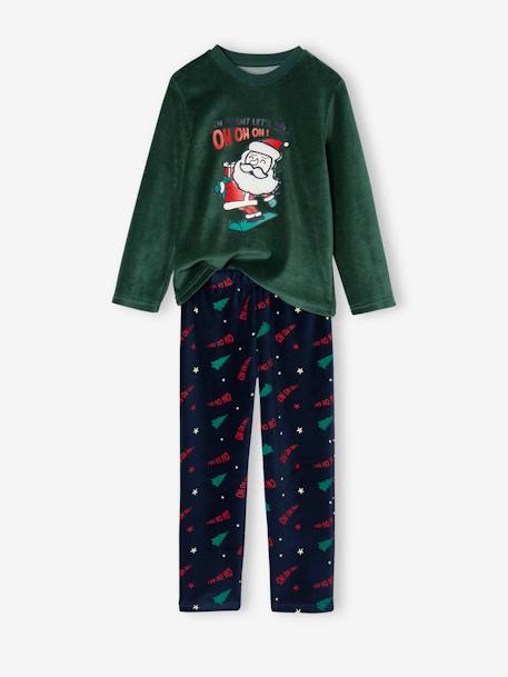 Pijama navideño de terciopelo para niño verde 