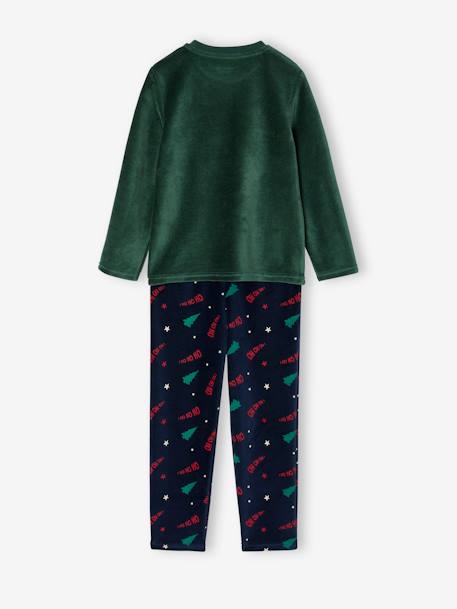 Pijama navideño de terciopelo para niño verde 