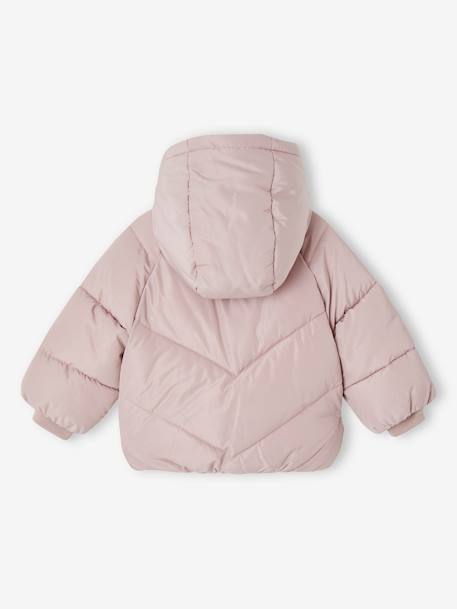 Chaqueta acolchada con capucha para bebé niña rosa maquillaje 