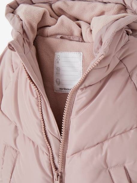 Chaqueta acolchada con capucha para bebé niña rosa maquillaje 