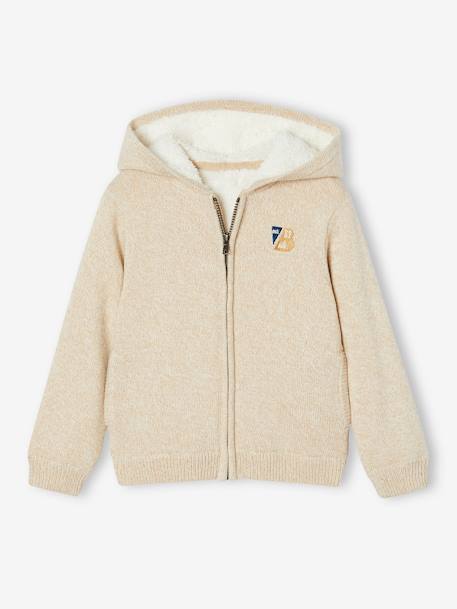 Chaqueta con capucha y forro sherpa para niño gris jaspeado 