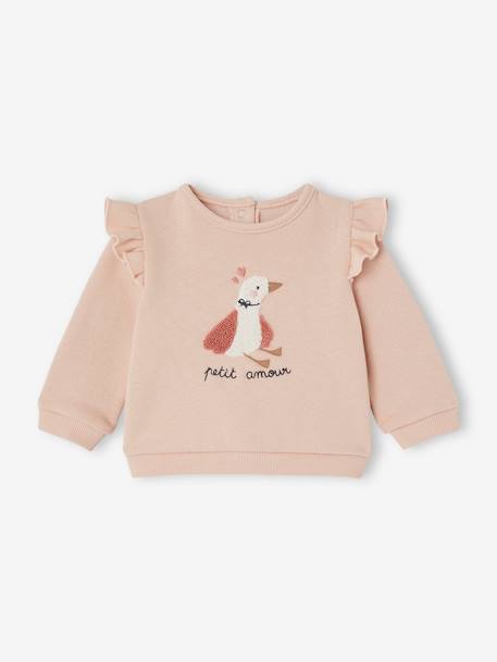 Conjunto para bebé: sudadera y pantalón beige jaspeado+crudo+rosa 