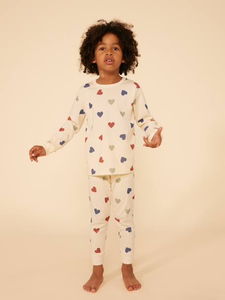 Pijama de algodón con motivo corazón PETIT BATEAU beige 