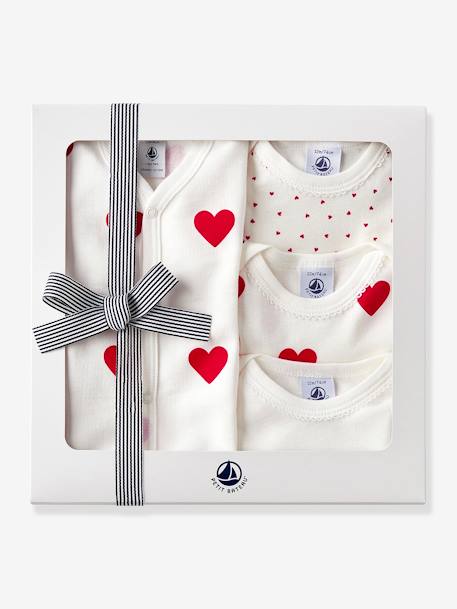 Estuche regalo corazón para bebé recién nacido PETIT BATEAU rayas azul 