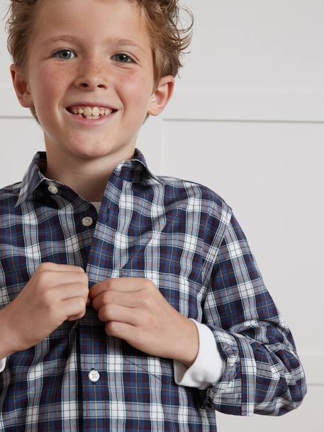 Camisa a cuadros para niño CYRILLUS burdeos 