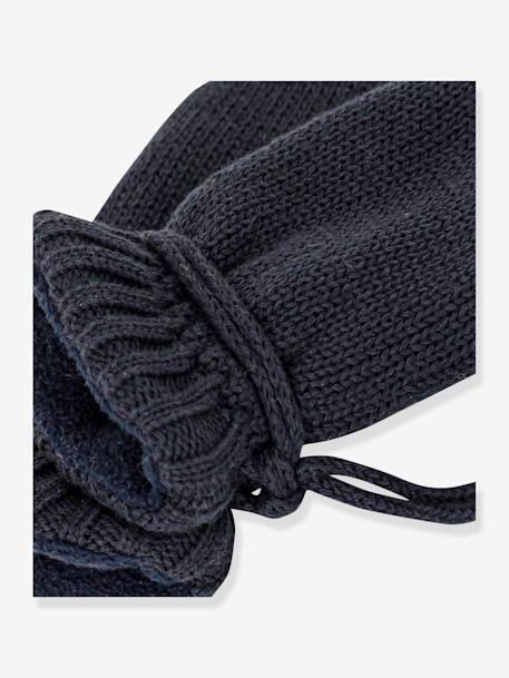 Manoplas para bebé de punto tricot con forro de punto polar reciclado PETIT BATEAU azul 