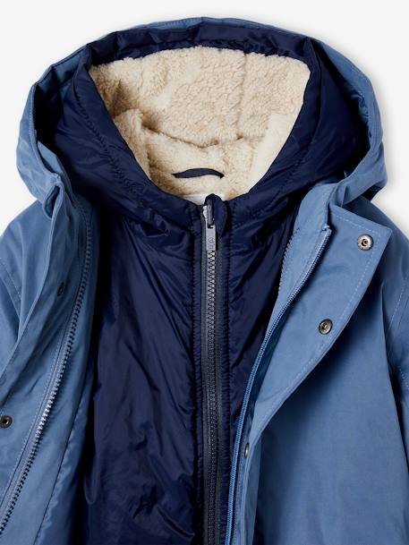 Parka 3 en 1 con cazadora desmontable, niño azul grisáceo+azul intenso+AZUL MEDIO LISO CON MOTIVOS+MARRON OSCURO LISO CON MOTIVOS+VERDE MEDIO LISO CON MOTIVOS 