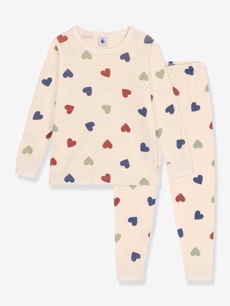 Pijama de algodón con motivo corazón PETIT BATEAU beige 