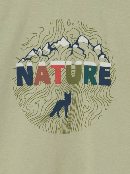 Camiseta motivo naturaleza con detalles flocados para niño azul pizarra+gris oscuro+verde sauce 