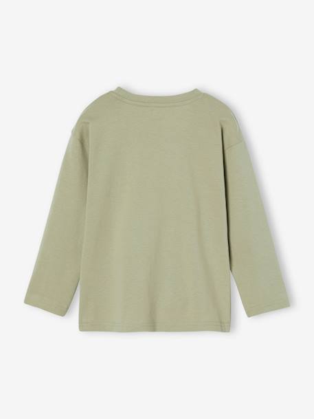 Camiseta motivo naturaleza con detalles flocados para niño azul pizarra+gris oscuro+verde sauce 