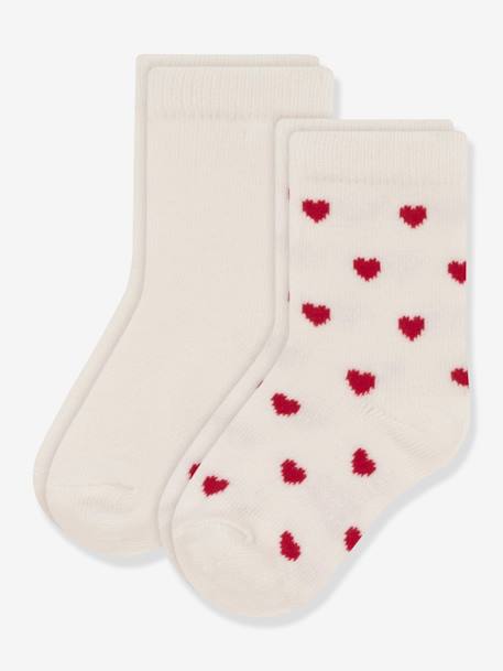 Lote de 2 pares de calcetines de punto tricot para bebé PETIT BATEAU blanco 