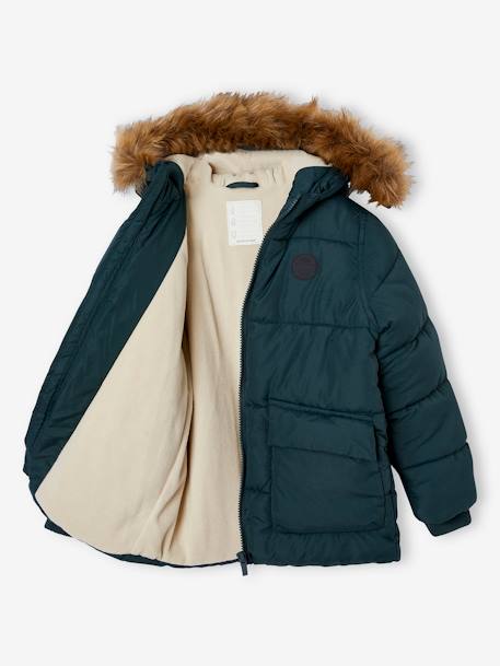 Chaqueta acolchada con forro polar y guantes o manoplas, para niño AZUL MEDIO LISO CON MOTIVOS+MARRON MEDIO LISO CON MOTIVOS+verde pino 