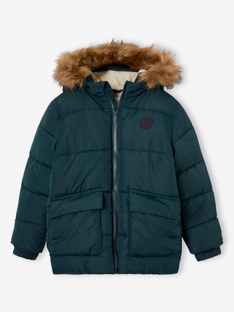 Chaqueta acolchada con forro polar y guantes o manoplas, para niño AZUL MEDIO LISO CON MOTIVOS+MARRON MEDIO LISO CON MOTIVOS+verde pino 