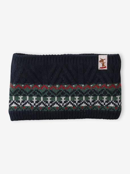 Estuche regalo Navidad niño gorro + snood + guantes verde pino 