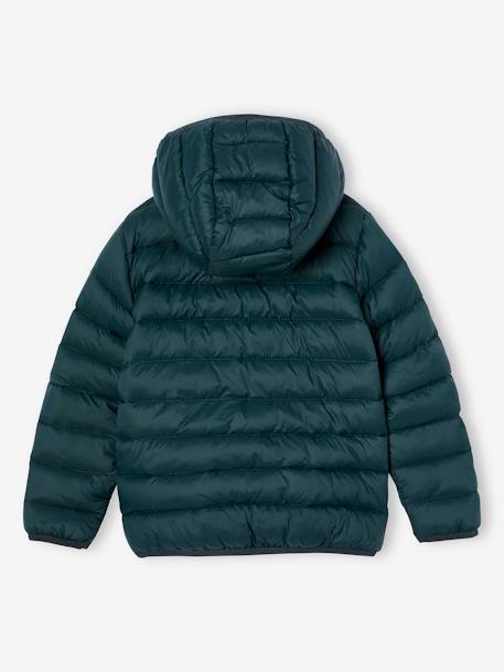 Chaqueta acolchada ligera con capucha y relleno de poliéster reciclado, para niño azul jeans+azul marino+BEIGE OSCURO LISO CON MOTIVOS+verde+verde inglés 