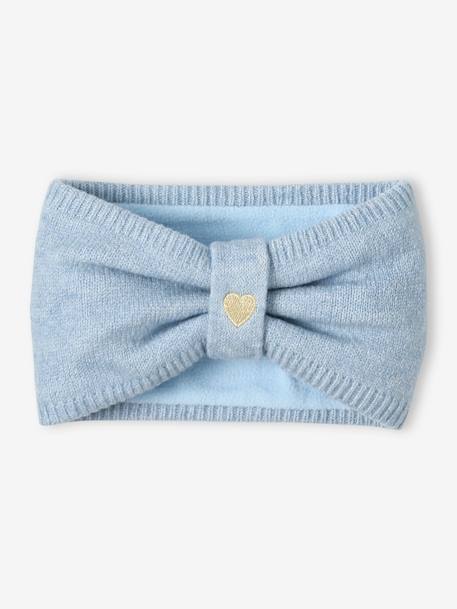 Conjunto gorro + snood + manoplas 'corazón' para bebé niña azul hielo 