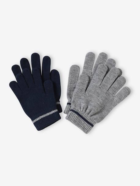 Pack de 2 pares de guantes mágicos para niño caqui+gris jaspeado 