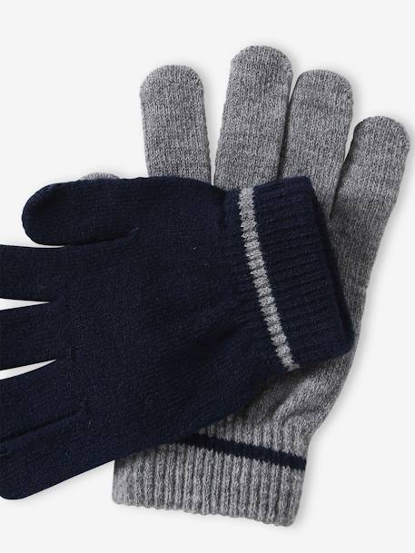 Pack de 2 pares de guantes mágicos para niño caqui+gris jaspeado 