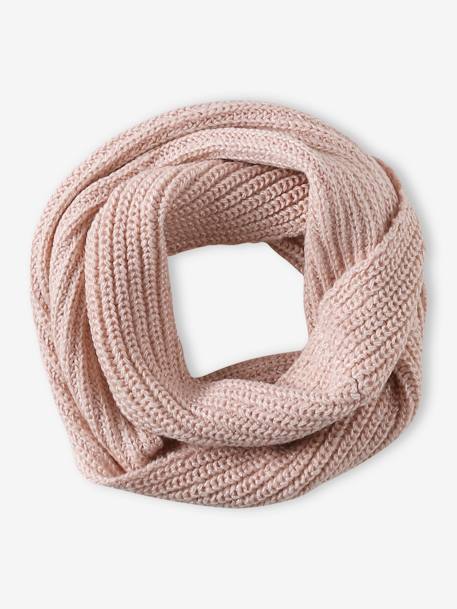 Conjunto gorro y snood para niña rosa rosa pálido 