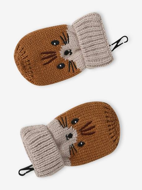 Conjunto animal de gorro + snood + manoplas para bebé nuez de pacana 