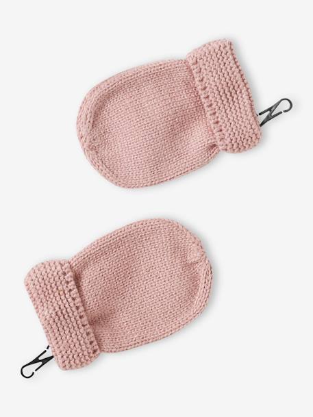 Conjunto para bebé niña: gorro + snood + manoplas rosa maquillaje+rosa rosa pálido 