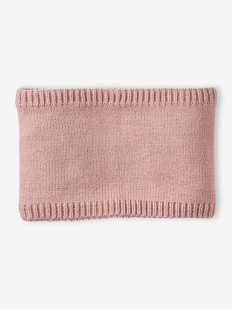 Conjunto para bebé niña: gorro + snood + manoplas rosa maquillaje+rosa rosa pálido 