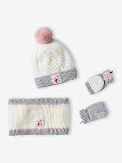 Conjunto gorro + snood + guantes/mitones "Love" niña