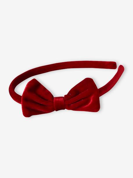 Conjunto diadema y pasador de terciopelo rojo 