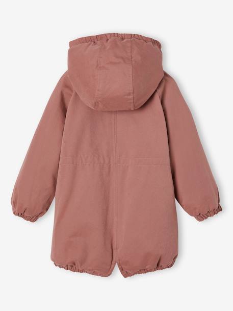 Parka con capucha y forro de piel sintética para niña caqui+negro+rosa palo+rosa viejo+verde 