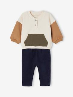 -Conjunto sudadera de felpa + pantalón de terciopelo, para bebé