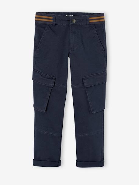 Pantalón cargo recto MorphologiK niño talla de cadera estrecha azul oscuro+bronce 