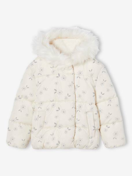 Chaqueta acolchada con motivos mágicos y forro sherpa para niña vainilla 