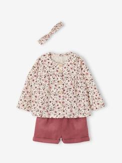 -Conjunto de 3 prendas, camiseta, short de pana y cinta del pelo, para bebé niña