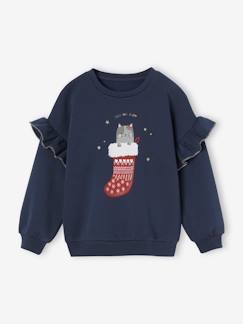 Niña-Jerséis, chaquetas de punto, sudaderas-Sudaderas-Sudadera con volantes motivo gato fantasía niña