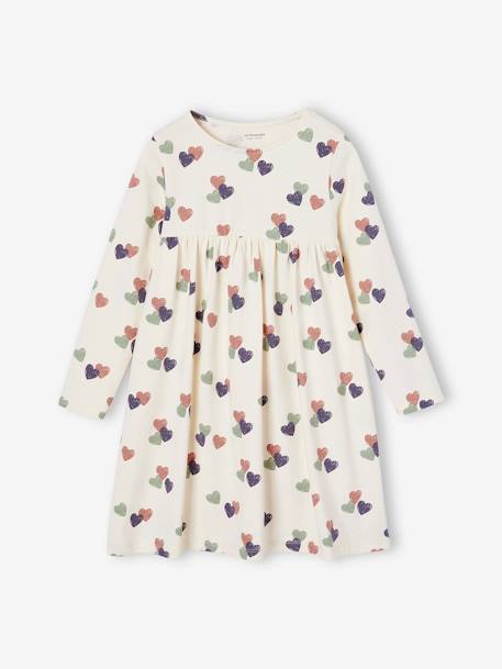 Conjunto de cárdigan y vestido estampado de flores, para niña mostaza+rosa+verde esmeralda 